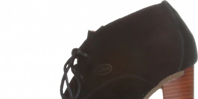 Dámske čierne semišové šnurovacie topánky Dr. Scholl na vysokom opätku