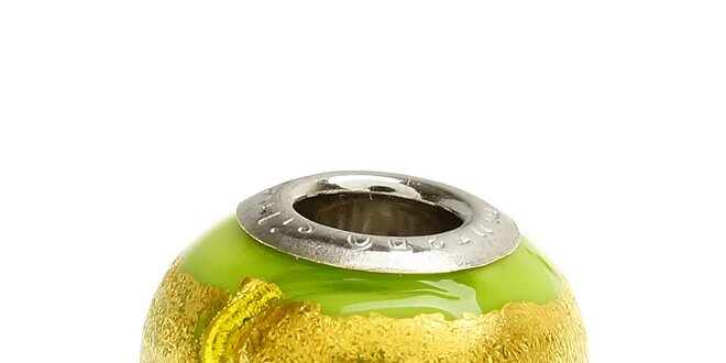 Dámska zelená korálka Bacio so zlatou špirálou