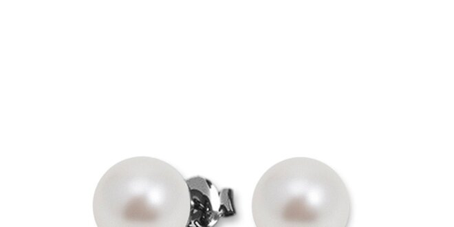 Dámske strieborné náušnice s bielymi perlami Swarovski Elements