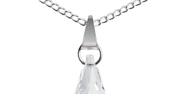 Dámsky strieborný náhrdelník s kryštálom v tvare kvapky Swarovski Elements