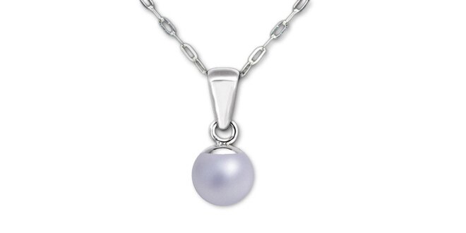 Dámsky set strieborného náhrdelníka a náušníc s bielymi perlami Swarovski Elements