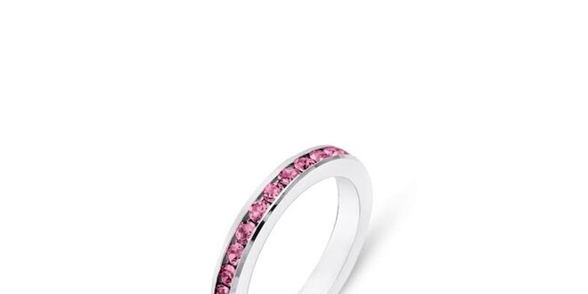Dámsky prsteň s ružovými kryštálikmi Swarovski Elements