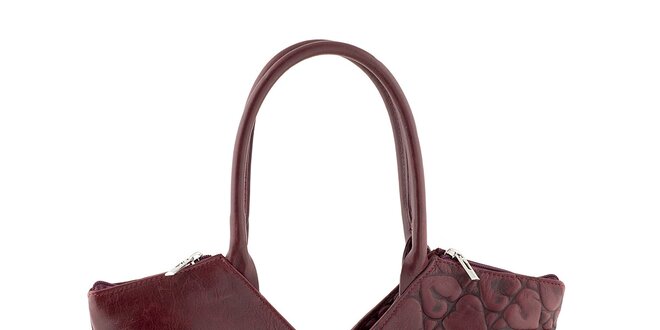 Dámska červená kožená kabelka so srdiečkami Tina Panicucci