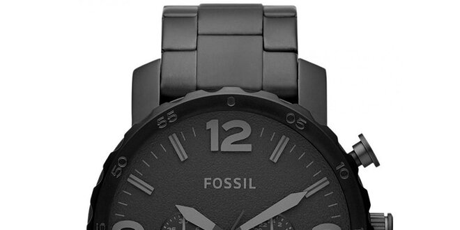 Pánske čierne masívne hodinky z nerezovej ocele Fossil