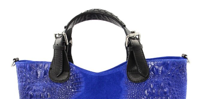 Dámska modrá kabelka so vzorom krokodílej kože Kreativa Bags