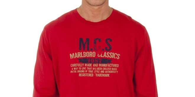 Pánske červené tričko s dlhým rukávom Marlboro Classics