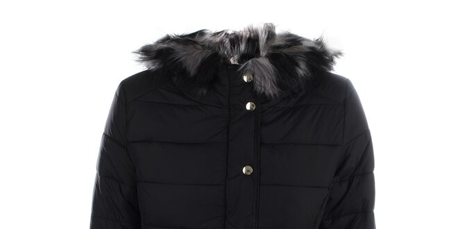Dámska čierna zimná bunda s kapucňou Bilin