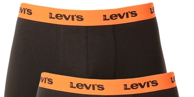 Set 2 pánskych čiernych boxeriek s oranžovou gumou Levi's