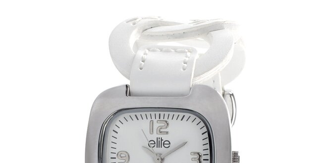 Dámske hodinky s bielym krúžkovým remienkom Elite
