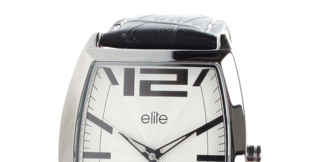 Pánske hodinky s čiernym vzorovaným remienkom Elite