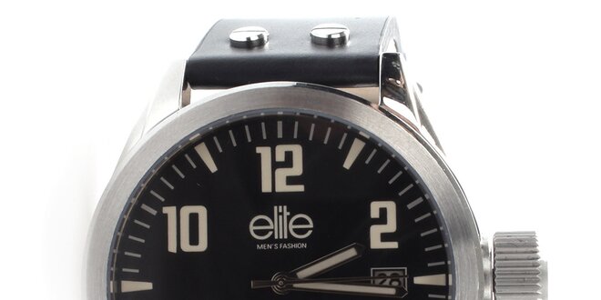 Pánske hodinky s čiernym ciferníkom a dátumovkou Elite