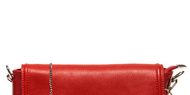 Dámska menšia červená kabelka cez rameno so zámčekom Luisa Vannini