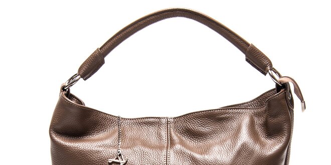 Dámska kožená kabelka s pevným uchom v hnedej farbe Luisa Vannini