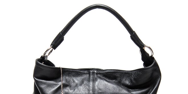 Dámska kožená kabelka s pevným uchom v čiernej farbe Luisa Vannini