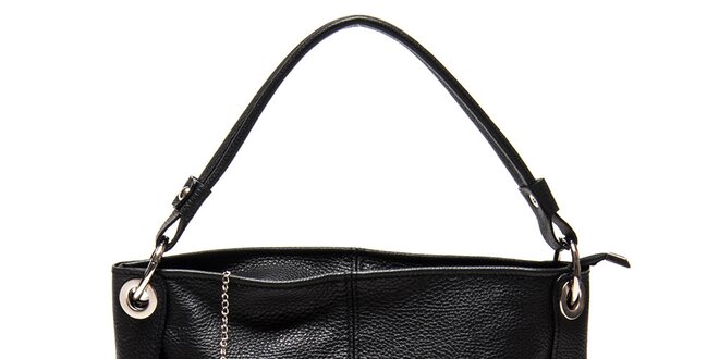Dámska čierna kožená kabelka s jedným popruhom Luisa Vannini