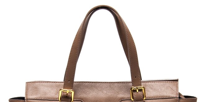 Dámska hnedá kabelka s reliéfnymi prúžkami Luisa Vannini