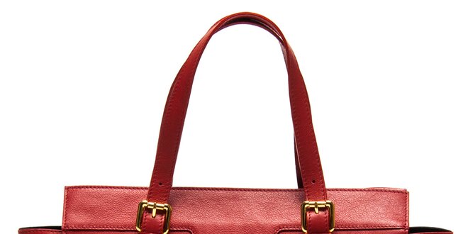 Dámska červená kabelka s reliéfnymi prúžkami Luisa Vannini