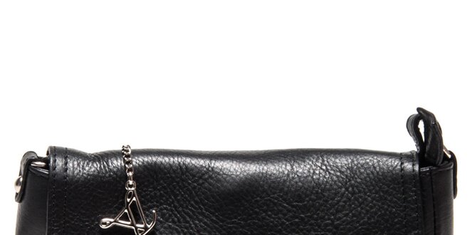 Dámska čierna kožená kabelka so zámčekom Luisa Vannini