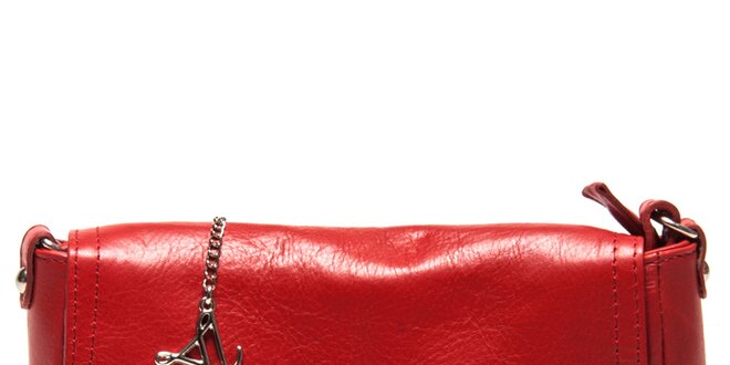 Dámska červená kožená kabelka so zámčekom Luisa Vannini