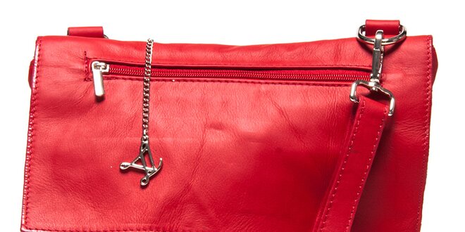 Dámska červená kožená kabelka s klopou Luisa Vannini