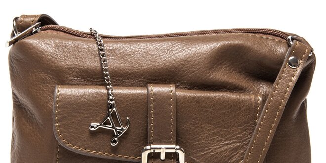 Dámska hnedá kožená kabelka s vreckom Luisa Vannini
