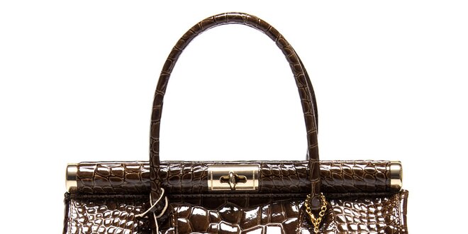 Dámska hnedá kabelka so zámčekom Luisa Vannini