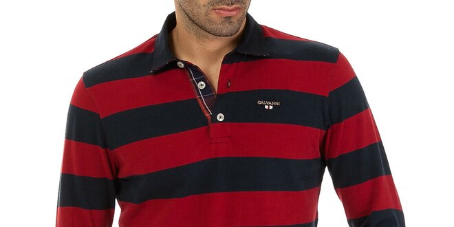 Pánske červeno-čierne pruhované polo tričko Galvanni