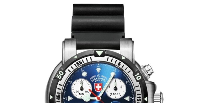 Pánske oceľové hodinky s gumovým remienkom Swiss Military