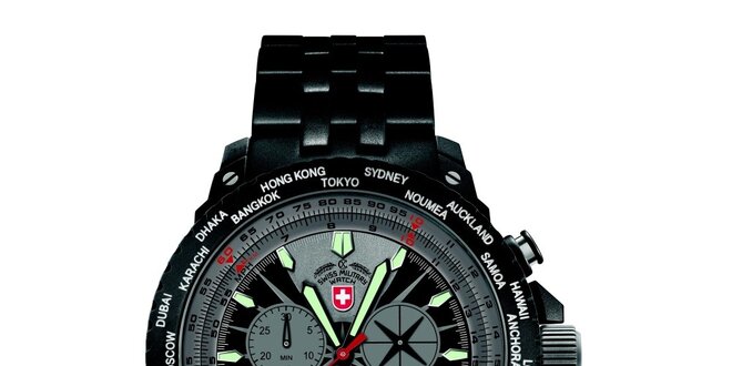 Pánske tmavé hodinky z ocele Swiss Military