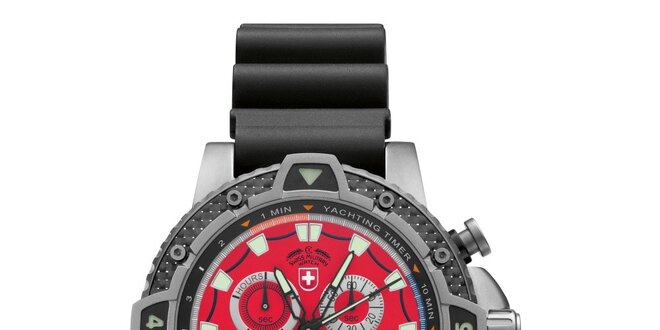 Pánske titánové hodinky s červeným ciferníkom Swiss Military