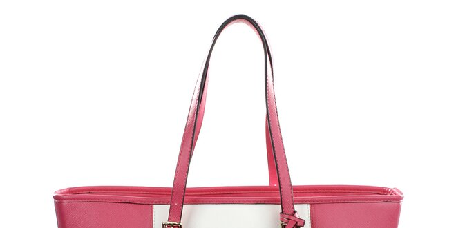 Dámska ružovo-biela kabelka s príveskom Gessy