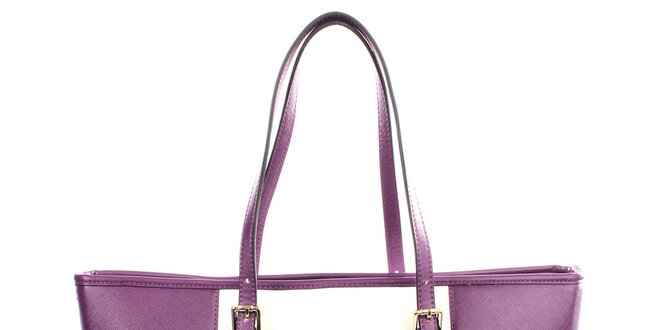 Dámska fialovo-biela kabelka s príveskom Gessy