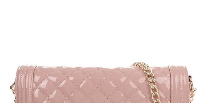 Dámska lesklá prešívaná kabelka v ružovej farbe Gessy