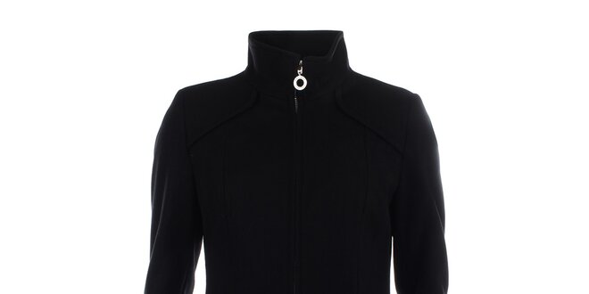 Dámsky čierny jednoduchý kabát Halifax