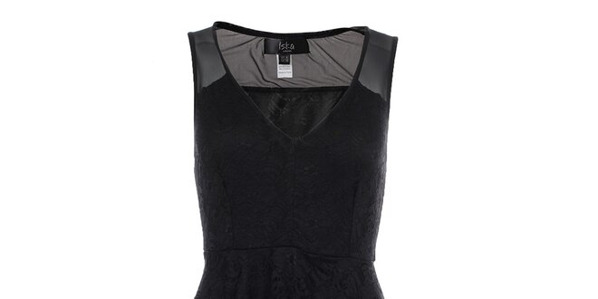 Dámske čierne čipkové šaty s transparentnými ramienkami Iska