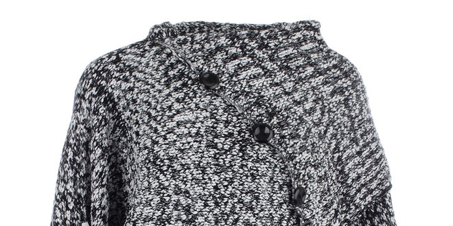 Dámsky čierno-biely asymetrický sveter s gombíkmi Iska