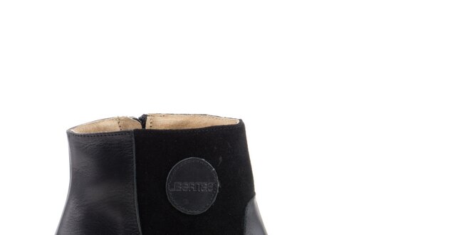 Dámske čierne členkové topánky so semišovými prvkami Liberitae