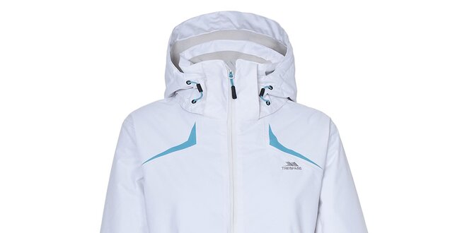 Dámska biela lyžiarska bunda s farebnými prvkami Trespass