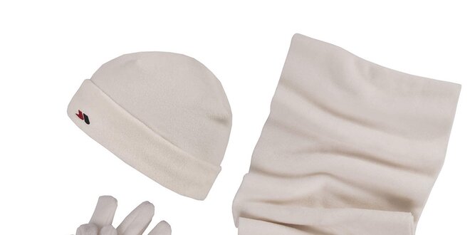 Dámsky zimný fleecový set v krémovej farbe - čiapka, šál, rukavice Trespass