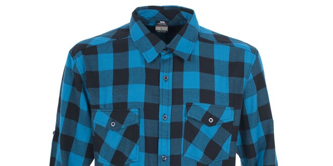 Pánska modrá košeľa s kockovaným vzorom Trespass