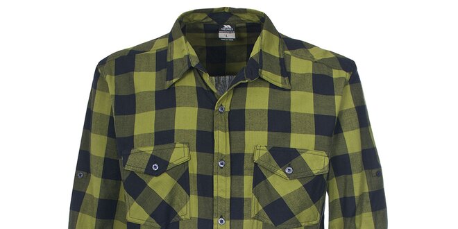Pánska zelená košeľa s kockovaným vzorom Trespass