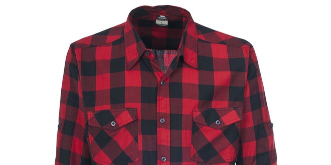 Pánska červená košeľa s kockovaným vzorom Trespass