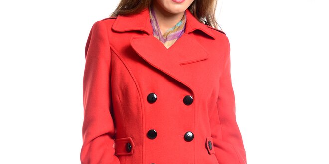 Dámsky červený dvojradový kabát Vera Ravenna