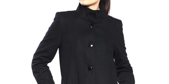 Dámsky čierny kabát s gombíkovým zapínaním Vera Ravenna