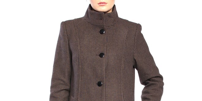 Dámsky hnedý kabát s gombíkovým zapínaním Vera Ravenna