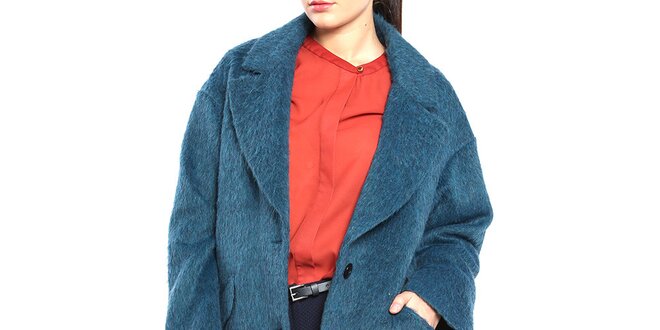 Dámsky modrozelený vlnený kabát Vera Ravenna
