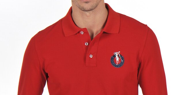 Pánske červené bavlnené polo tričko Giorgio Di Mare