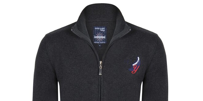 Pánsky antracitový sveter so zipsom Giorgio Di Mare