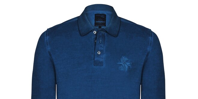 Pánske modré polo tričko s dlhým rukávom Giorgio di Mare