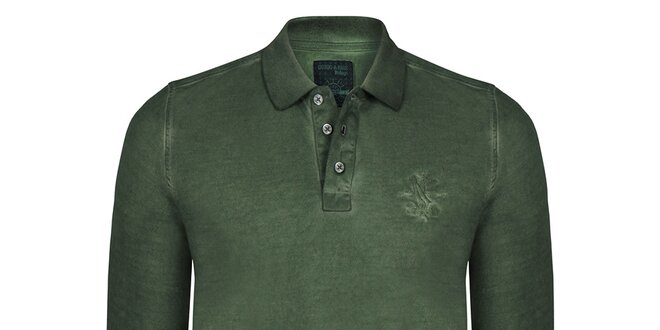 Pánske zelené polo tričko s dlhým rukávom Giorgio di Mare